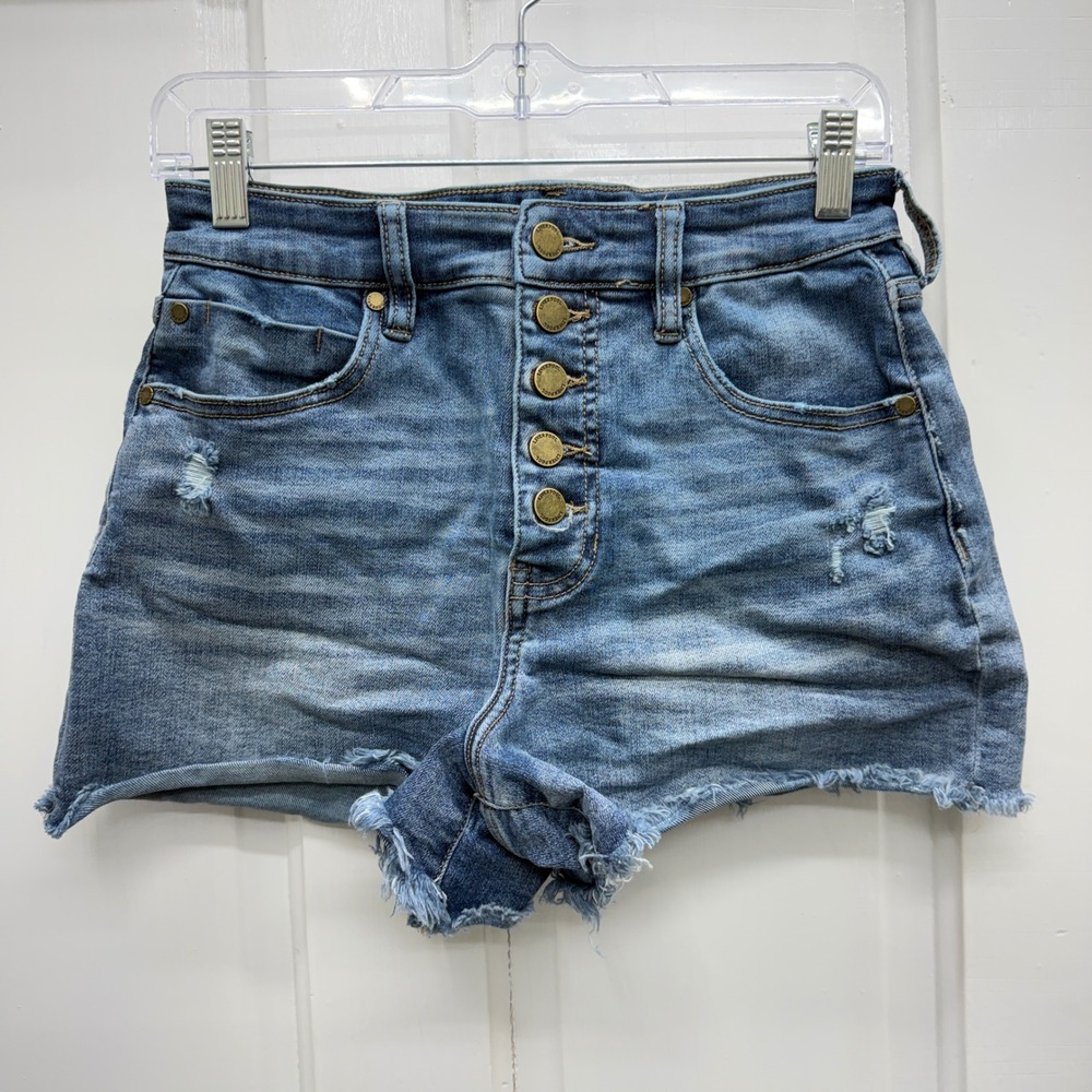 Liverpool Christine Hi-Rise Button Fly Denim Jean Shorts Raw Hem Size 2 26